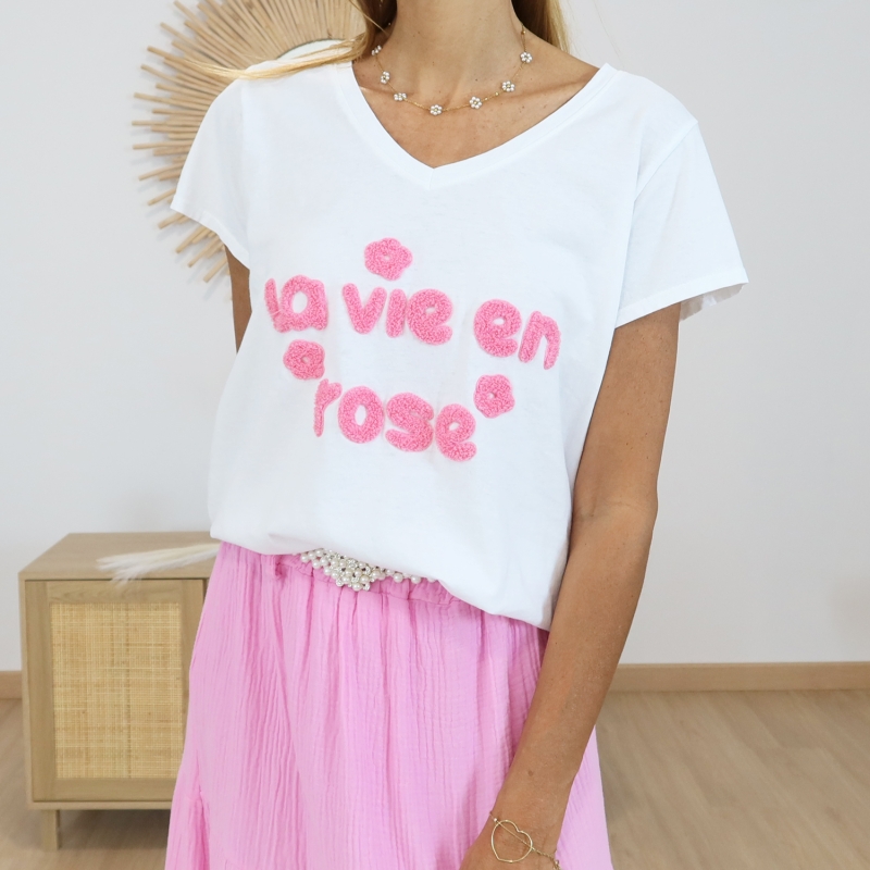T-shirt la vie en rose (rose)