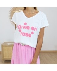 T-shirt la vie en rose (rose)