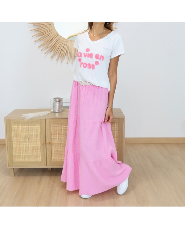 T-shirt la vie en rose (rose)