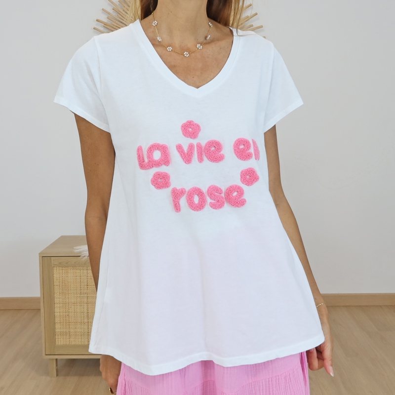 T-shirt la vie en rose (rose)