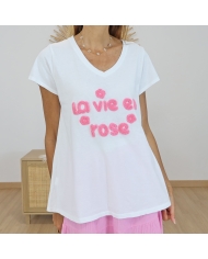 T-shirt la vie en rose (rose)