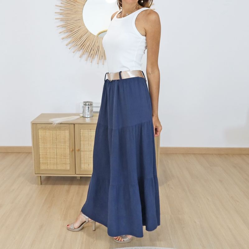 jupe gaze de coton rose,