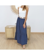jupe longue rose taille élastique