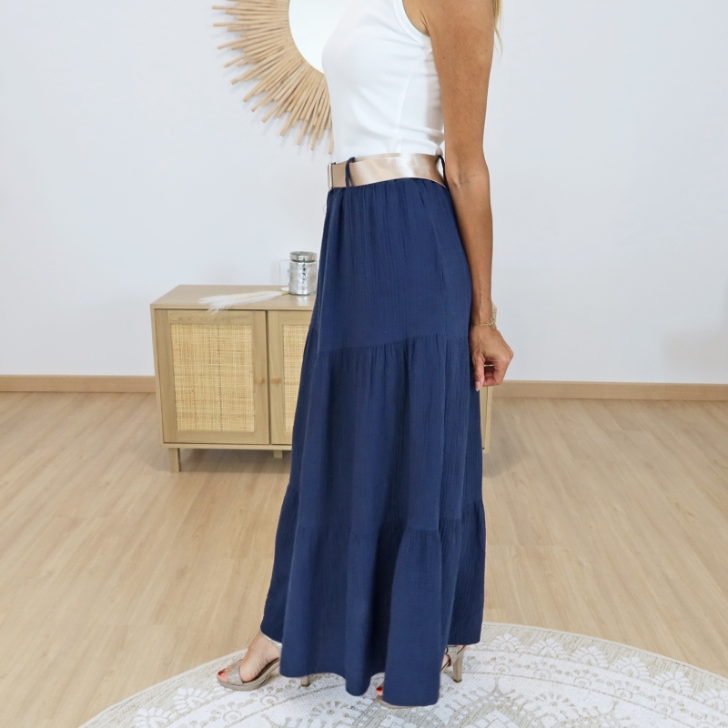 jupe bohème chic rose fluide