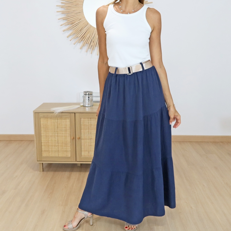 jupe longue femme confortable rose