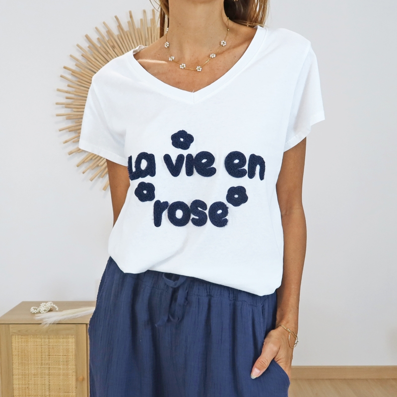 T-shirt la vie en rose (marine)