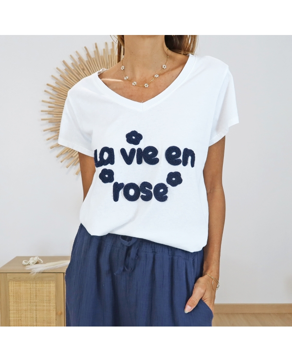 T-shirt la vie en rose (marine)