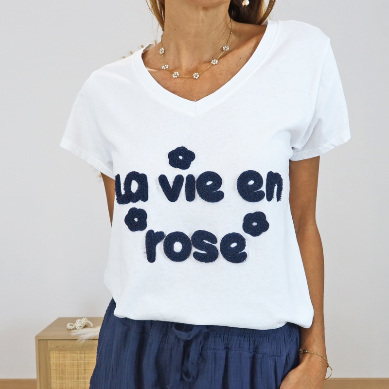 T-shirt la vie en rose (marine)