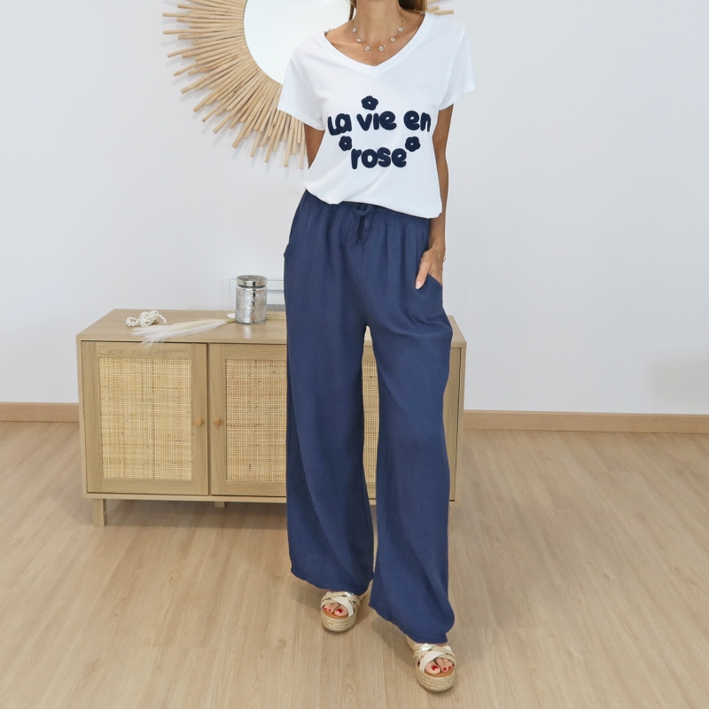 T-shirt la vie en rose (marine)