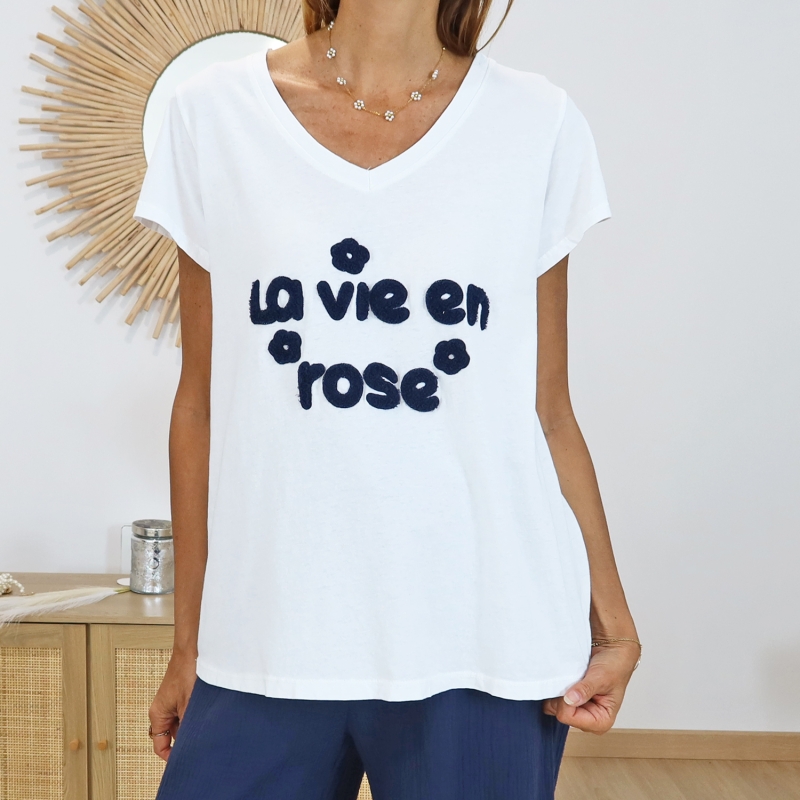 T-shirt la vie en rose (marine)