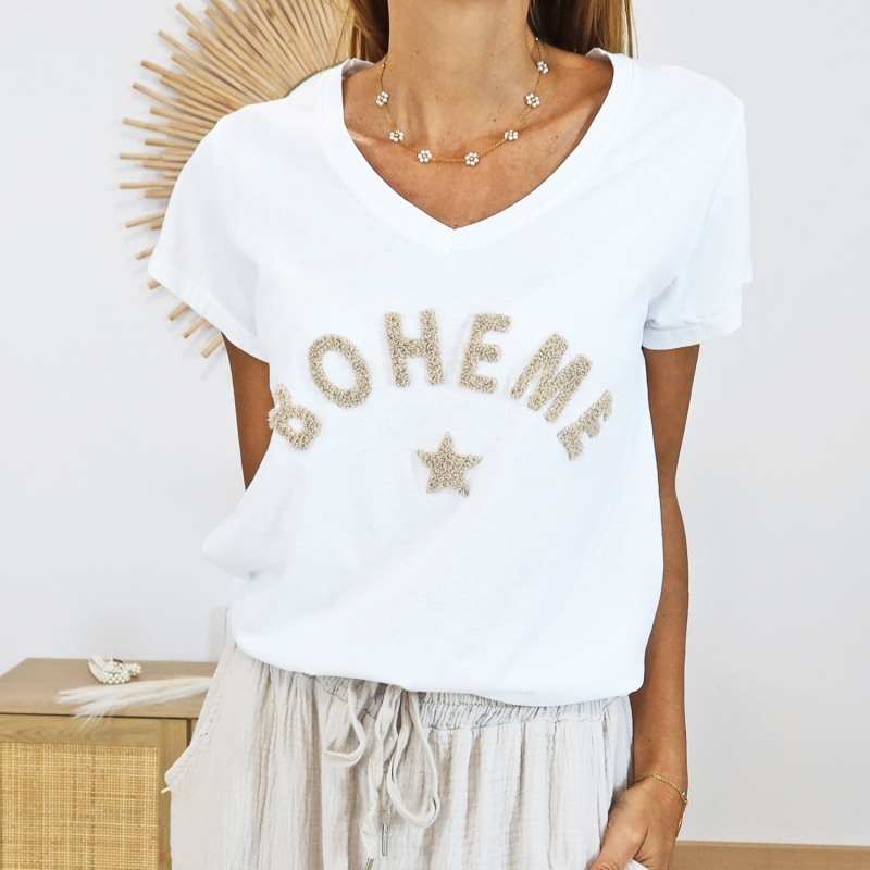 T-shirt Bohème beige