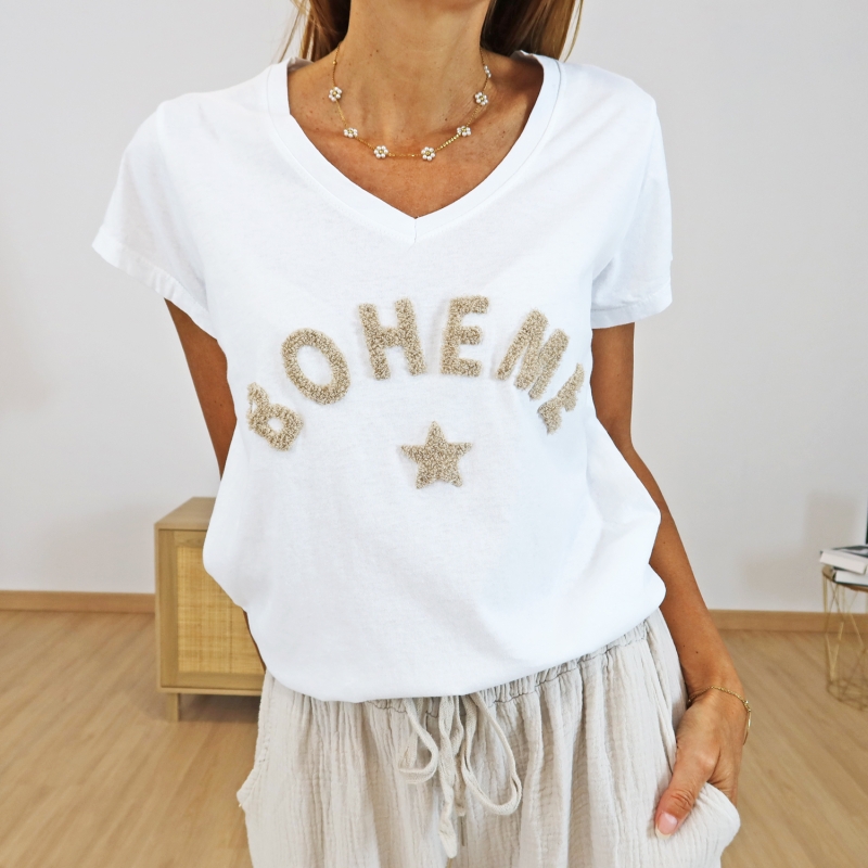 T-shirt Bohème beige