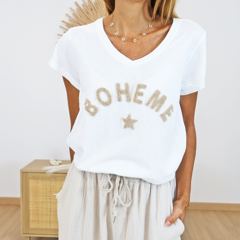 T-shirt Bohème beige