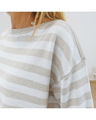 Top Karegina stiped beige Kaffe