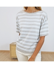 Top Karegina stiped beige Kaffe