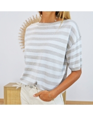 Top Karegina stiped beige Kaffe