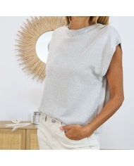 Top Karegina stiped beige Kaffe