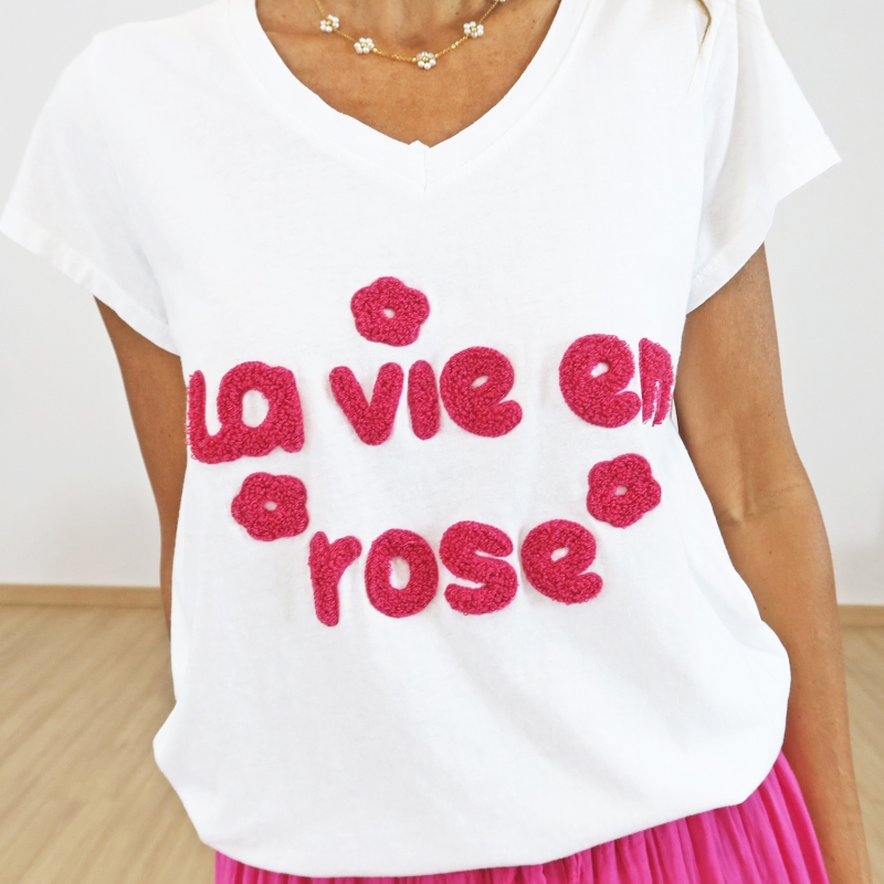 T-shirt la vie en rose (fuchsia)