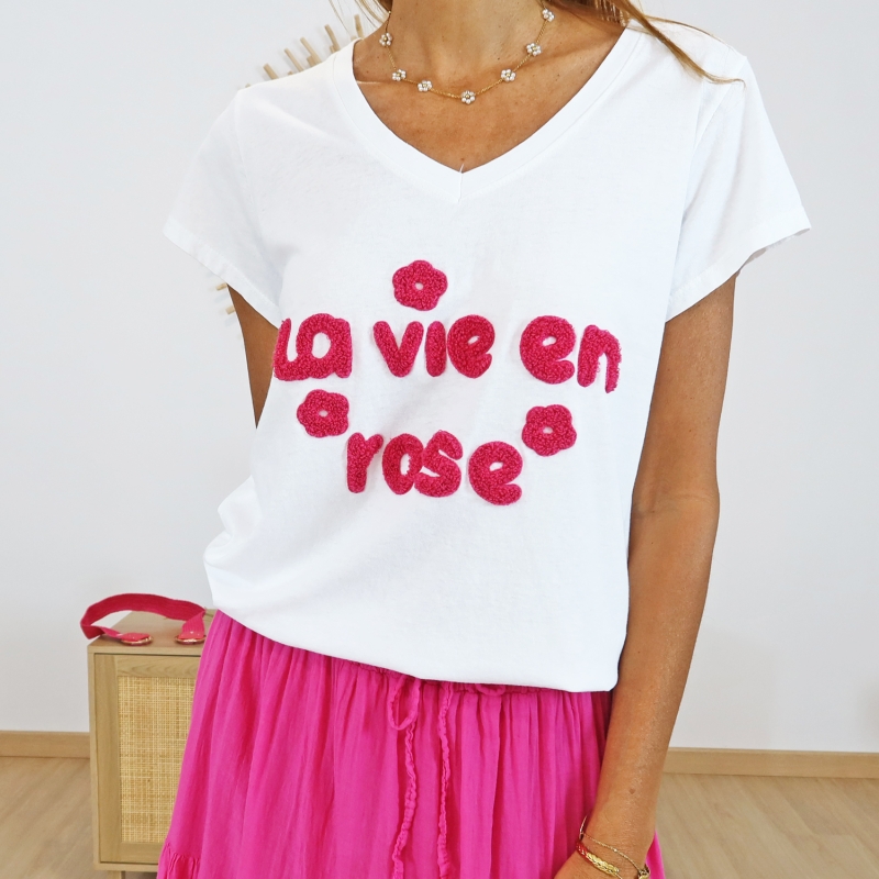 T-shirt la vie en rose (fuchsia)