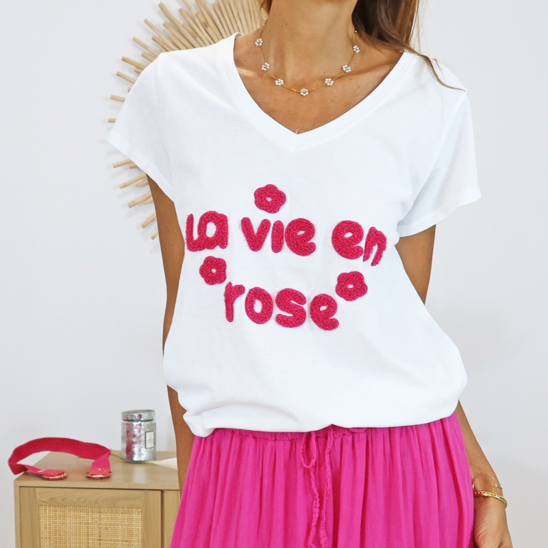 T-shirt la vie en rose (fuchsia)