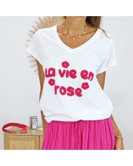 T-shirt la vie en rose (fuchsia)