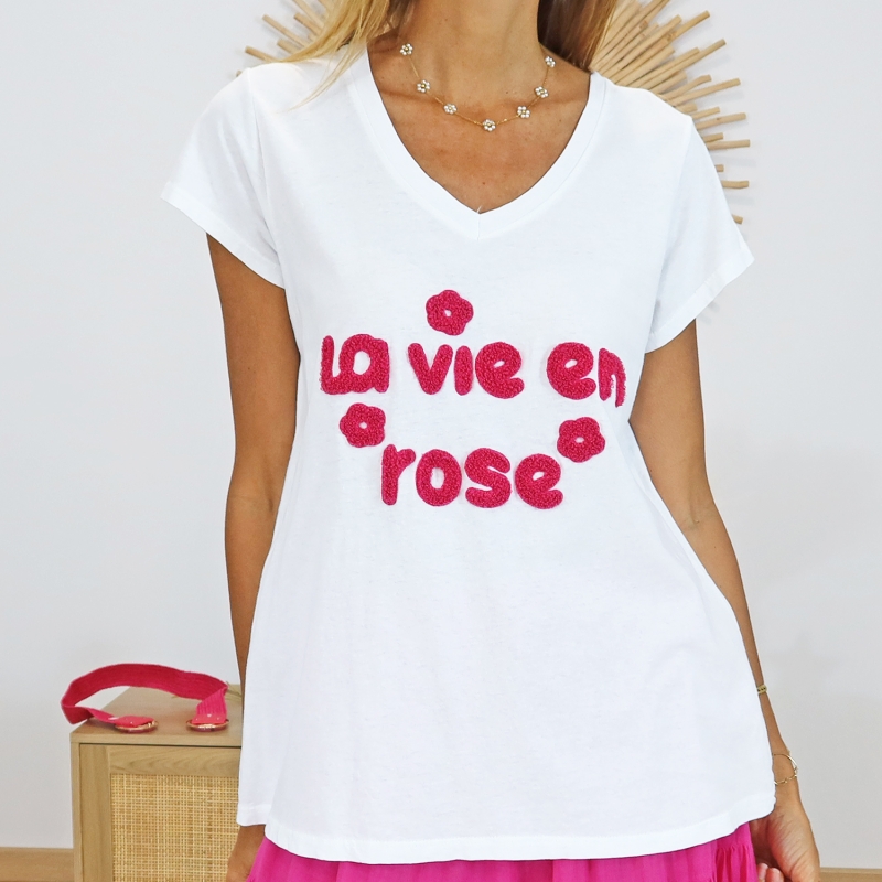 T-shirt la vie en rose (fuchsia)
