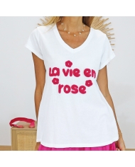 T-shirt la vie en rose (fuchsia)