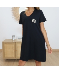 Robe T-shirt Noire Mademoiselle Caprices