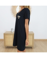 Robe T-shirt Noire Mademoiselle Caprices