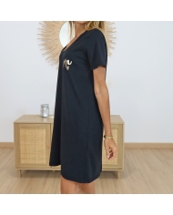 Robe T-shirt Noire Mademoiselle Caprices