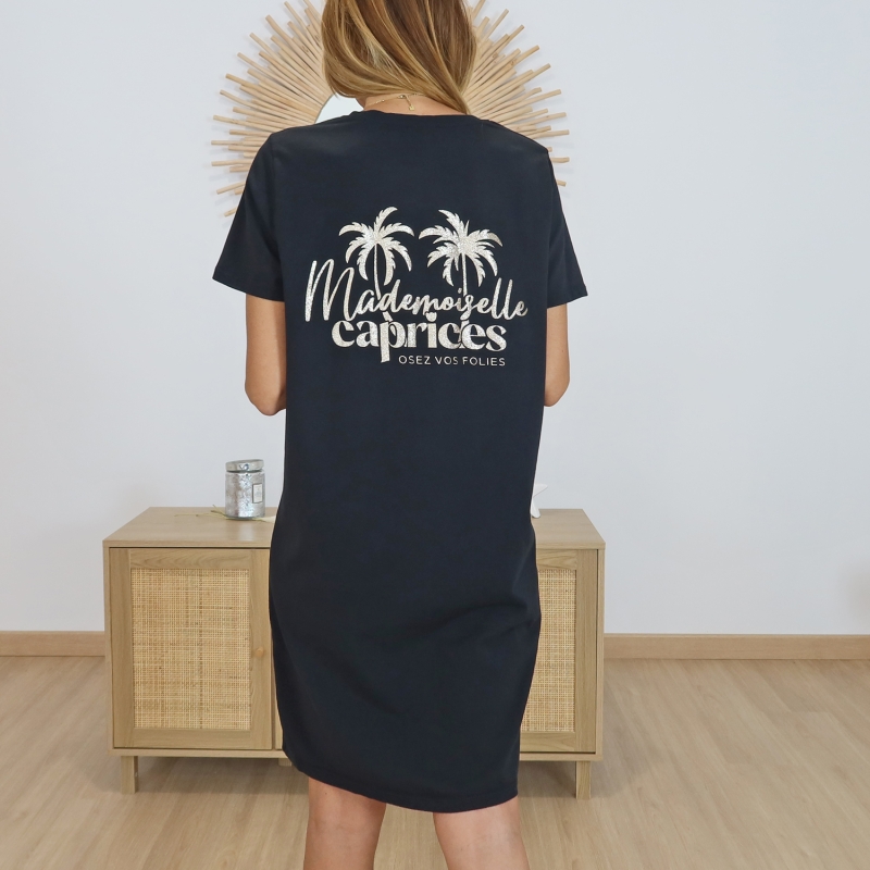 Robe T-shirt Noire Mademoiselle Caprices