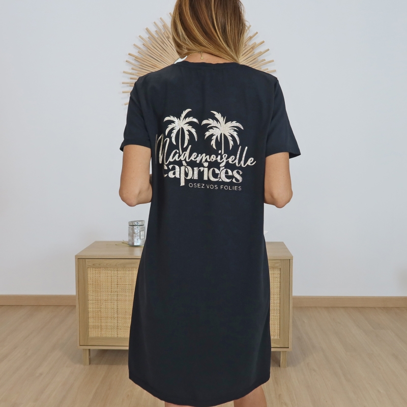 Robe T-shirt Noire Mademoiselle Caprices