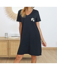 Robe T-shirt Noire Mademoiselle Caprices