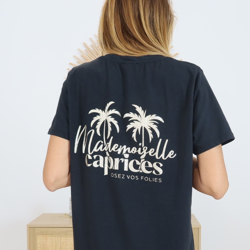 Robe T-shirt Noire Mademoiselle Caprices