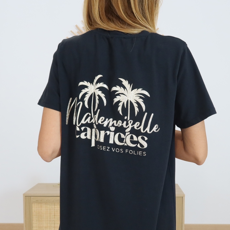 Robe T-shirt Noire Mademoiselle Caprices