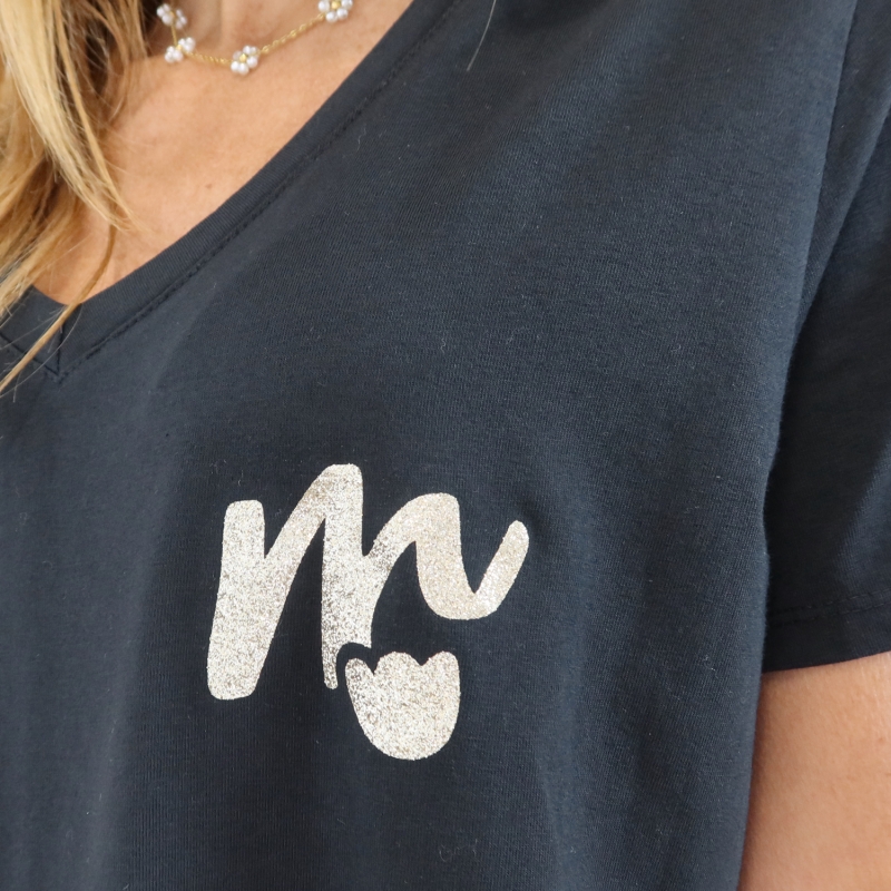 Robe T-shirt Noire Mademoiselle Caprices