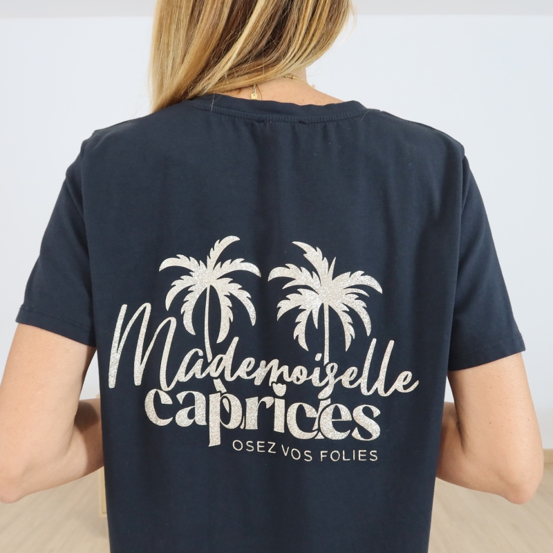 Robe T-shirt Noire Mademoiselle Caprices