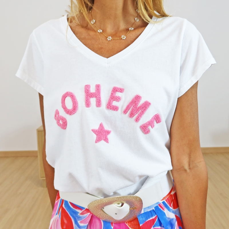 T-shirt Bohème rose