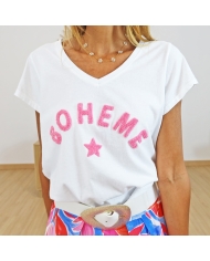 T-shirt Bohème rose