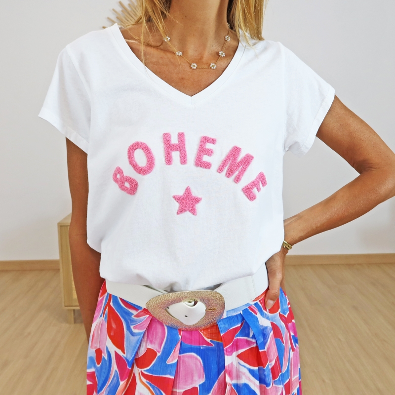 T-shirt Bohème rose