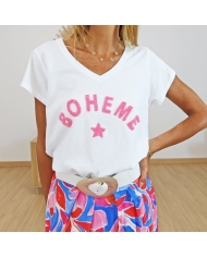 T-shirt Bohème rose