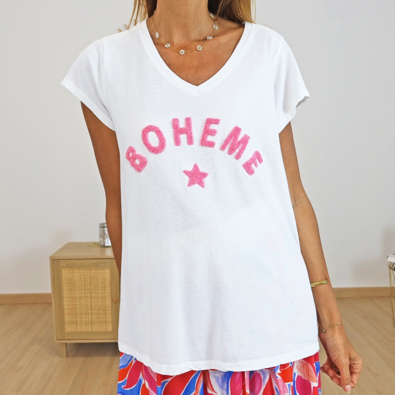 T-shirt Bohème rose