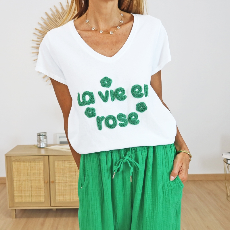 T-shirt la vie en rose (vert)