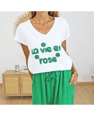 T-shirt la vie en rose (vert)