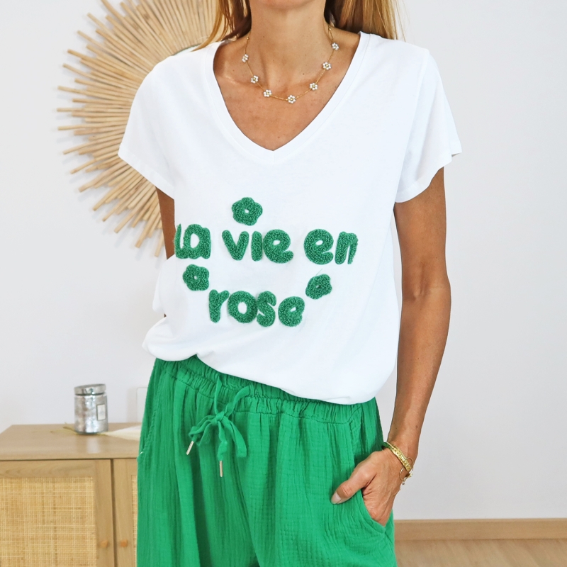 T-shirt la vie en rose (vert)