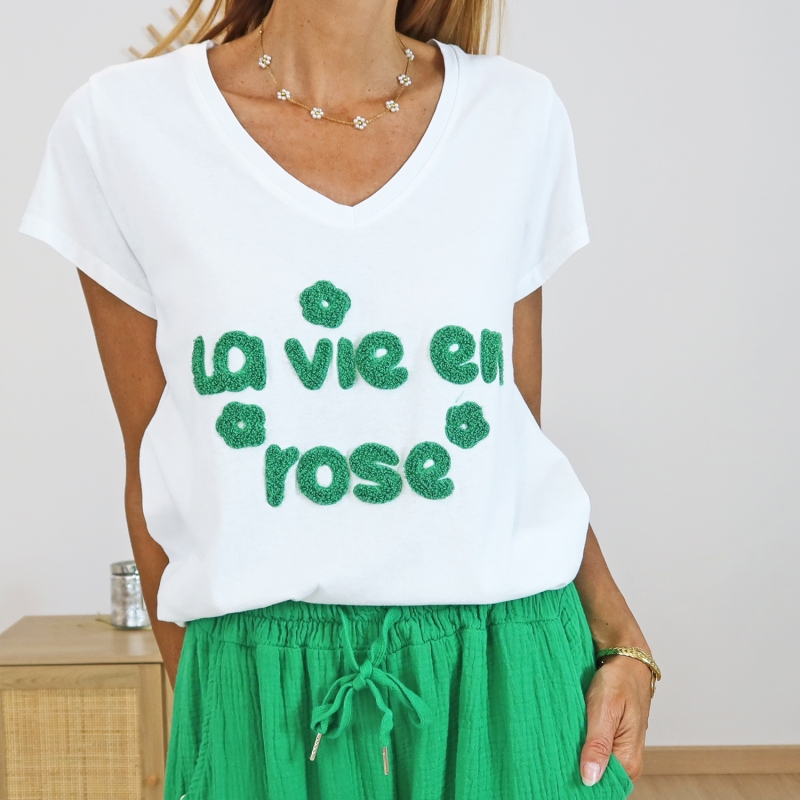 T-shirt la vie en rose (vert)