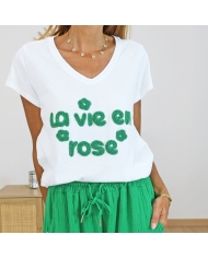 T-shirt la vie en rose (vert)
