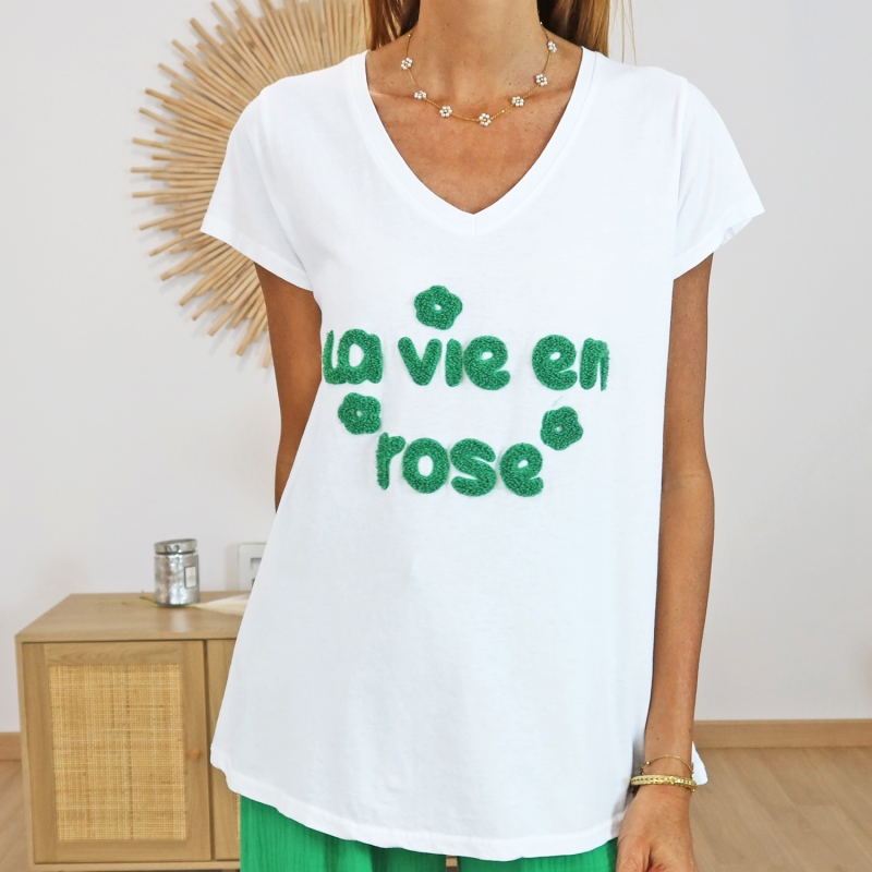 T-shirt la vie en rose (vert)