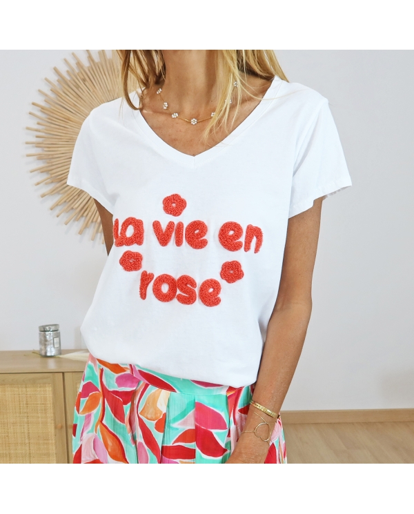 T-shirt la vie en rose (fraise)