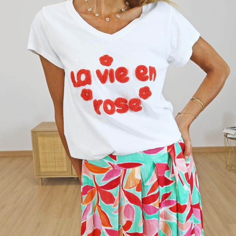 T-shirt la vie en rose (fraise)